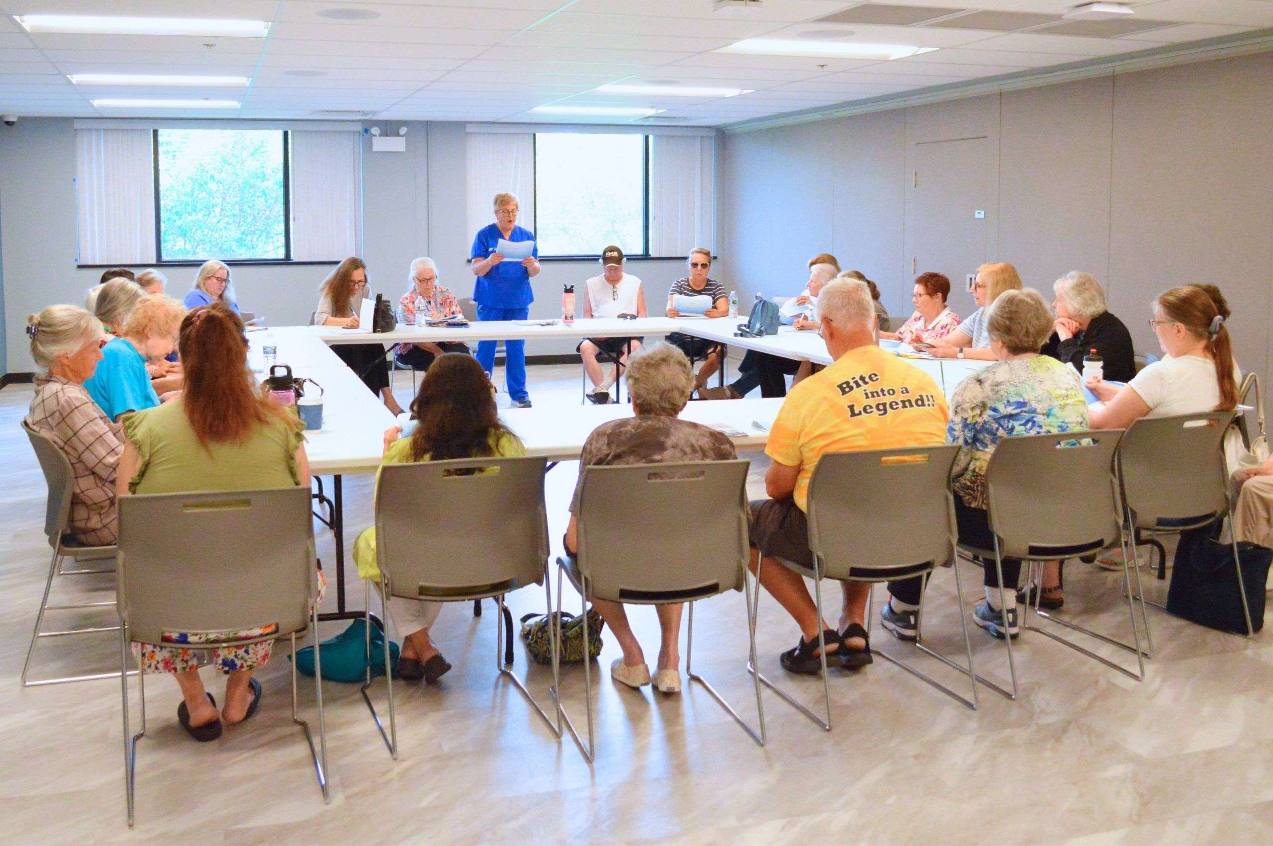 Nurse Janet presenting to group of residents