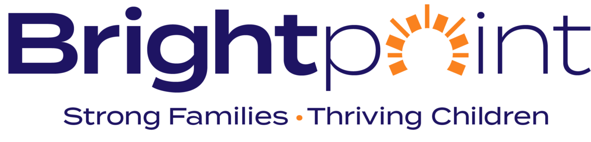 logo for Brightpoint organization - lettering is in purple with a sun as the 